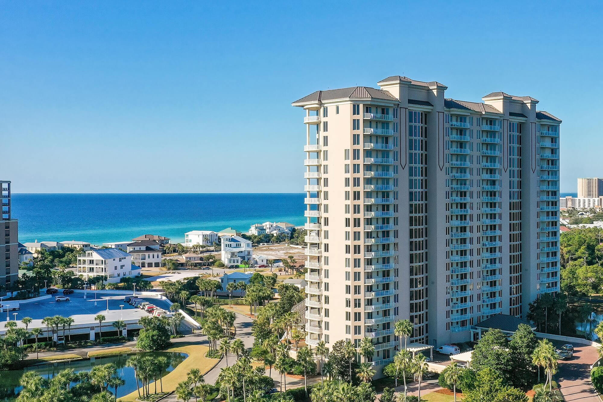 Aerial view of One Beach Club drive