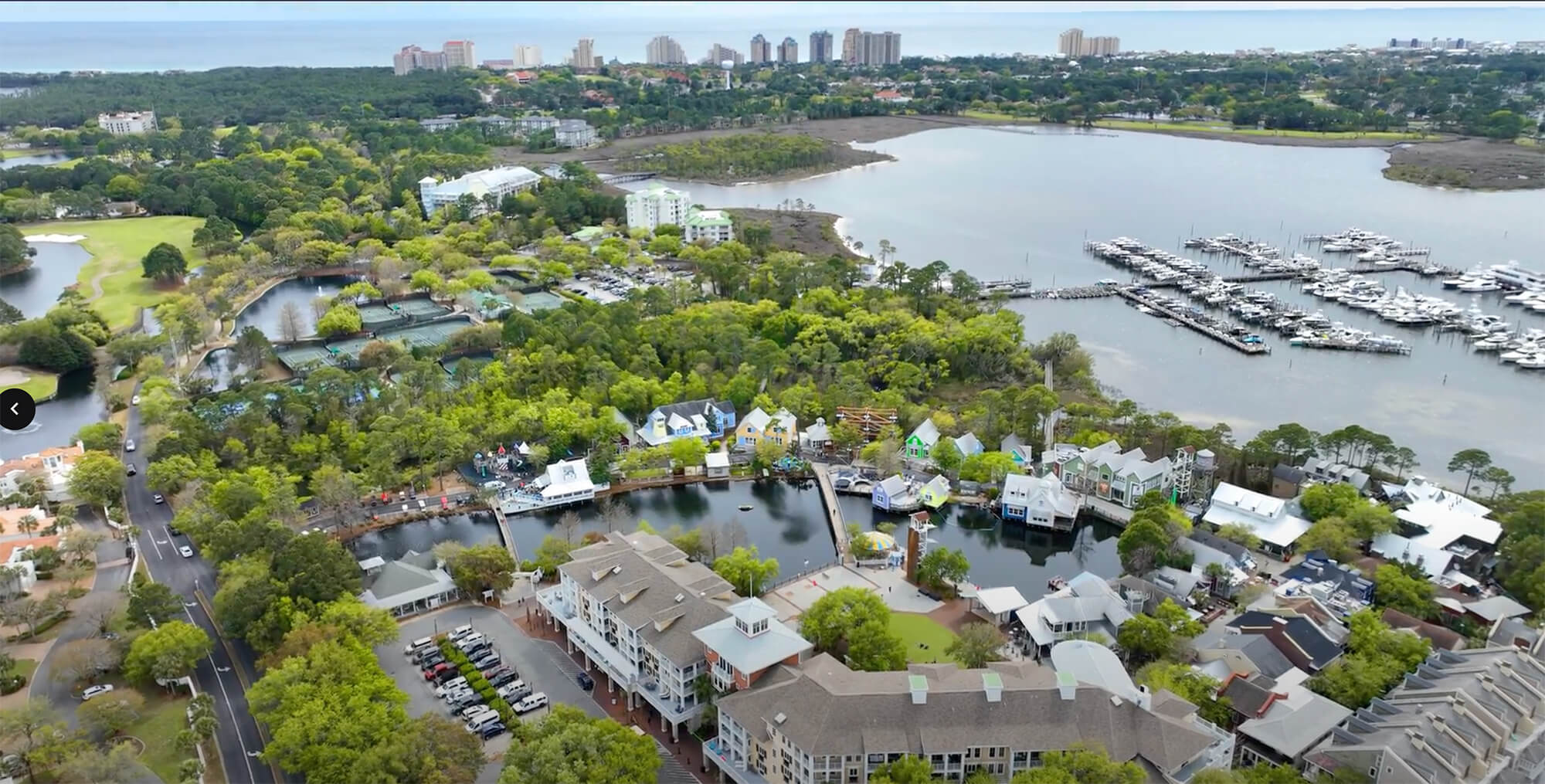 Aerial view of the Sandestin Marina devleopment