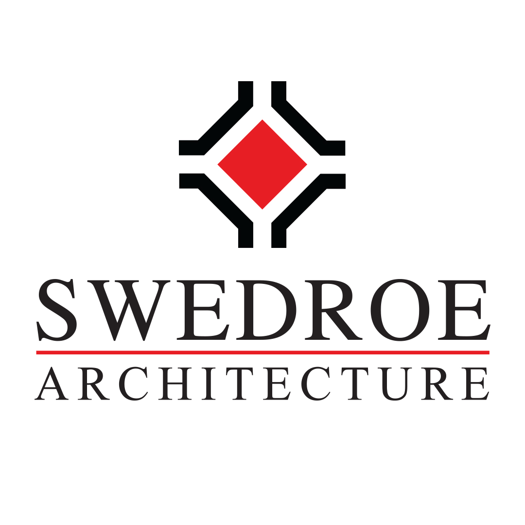 The logo for Swedroe Architecture, featuring a stylized red and black design with the company name below.